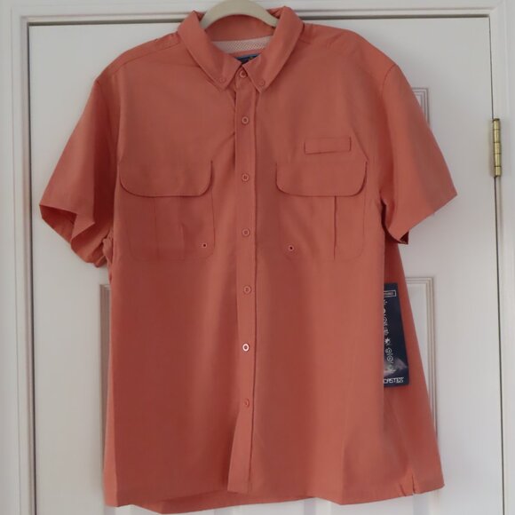Xcaster UPF Sun Protction Fishing Shirt Vented Short Sleeves Button Front XL - Picture 1 of 11